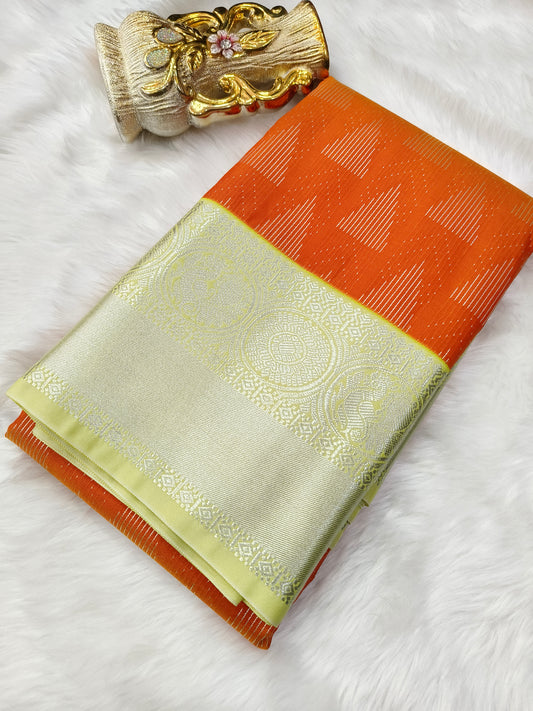Orange kanjivaram silk saree