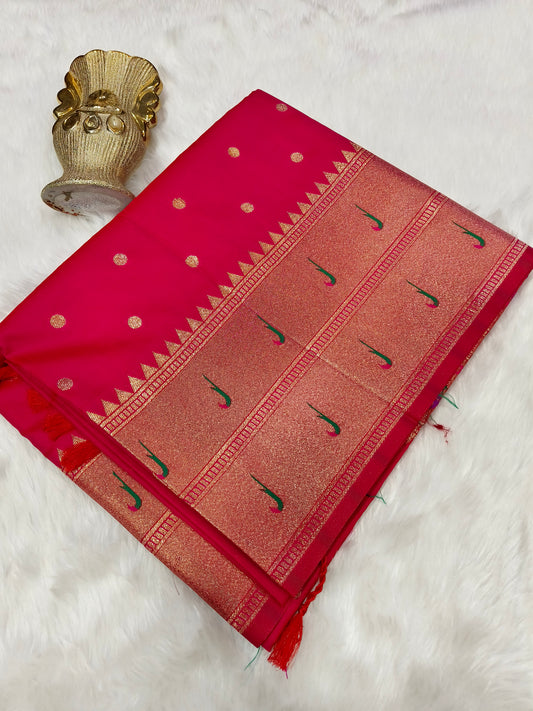 Pink Paithani silk saree