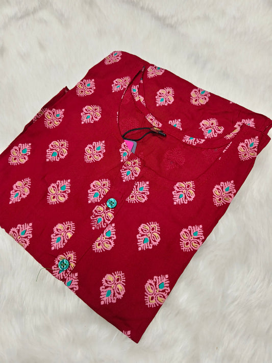 Maroon Royan side cut kurti