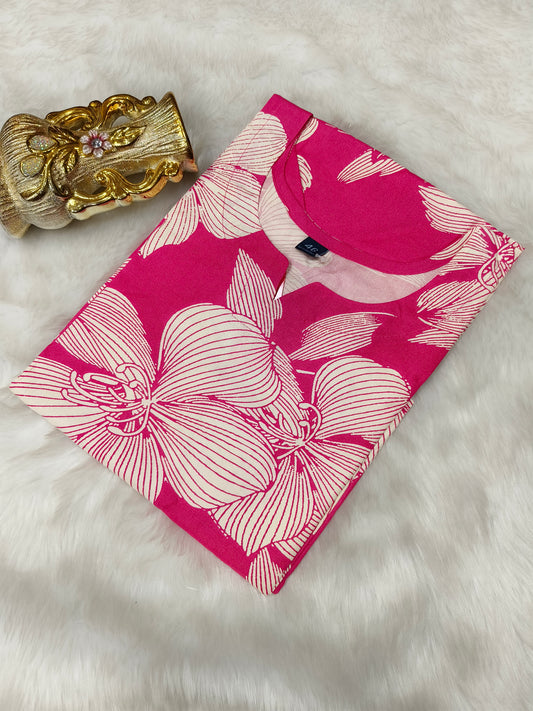 Pink Rayon Side cut Kurti