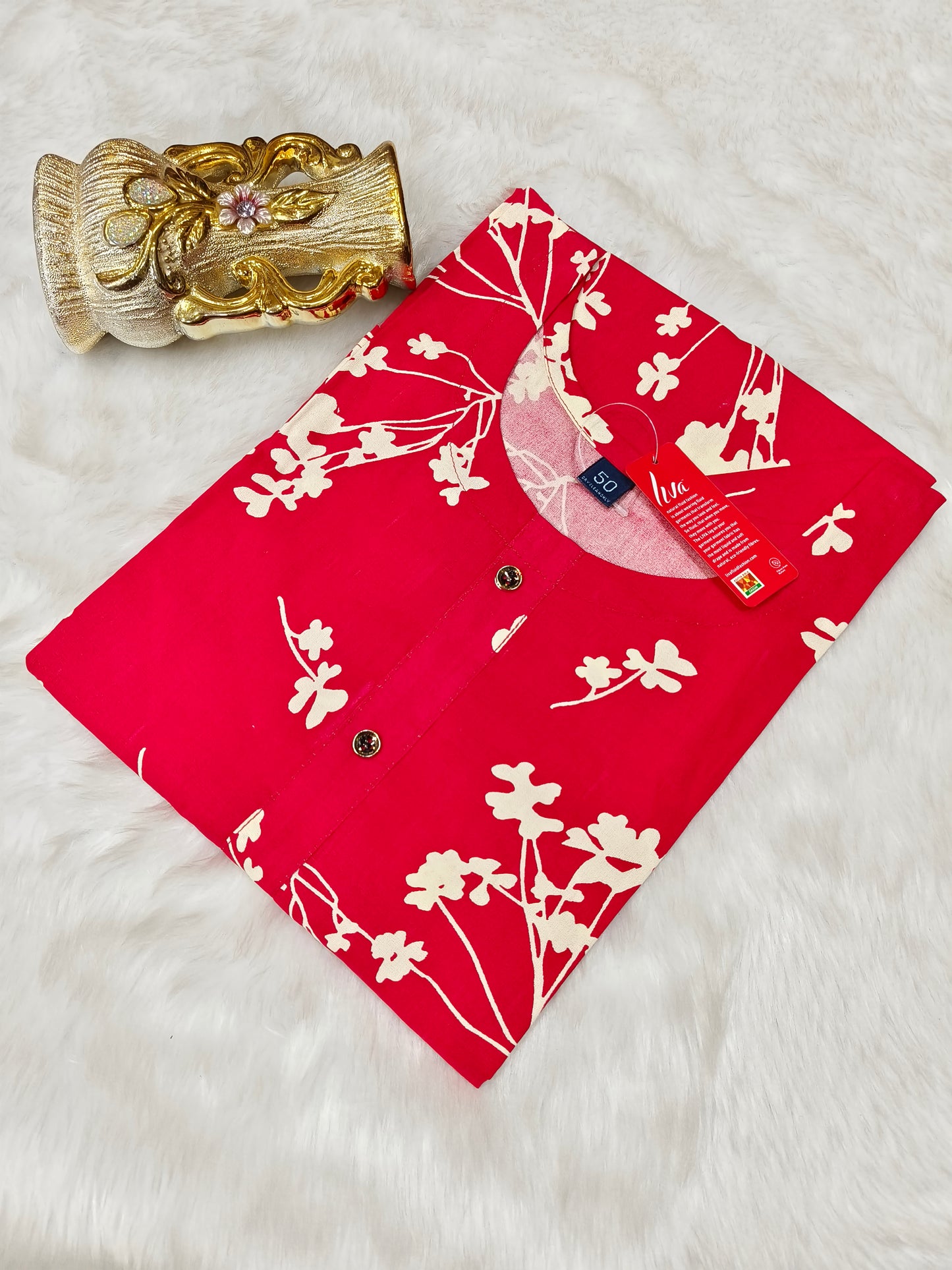 Red Royan side cut kurti
