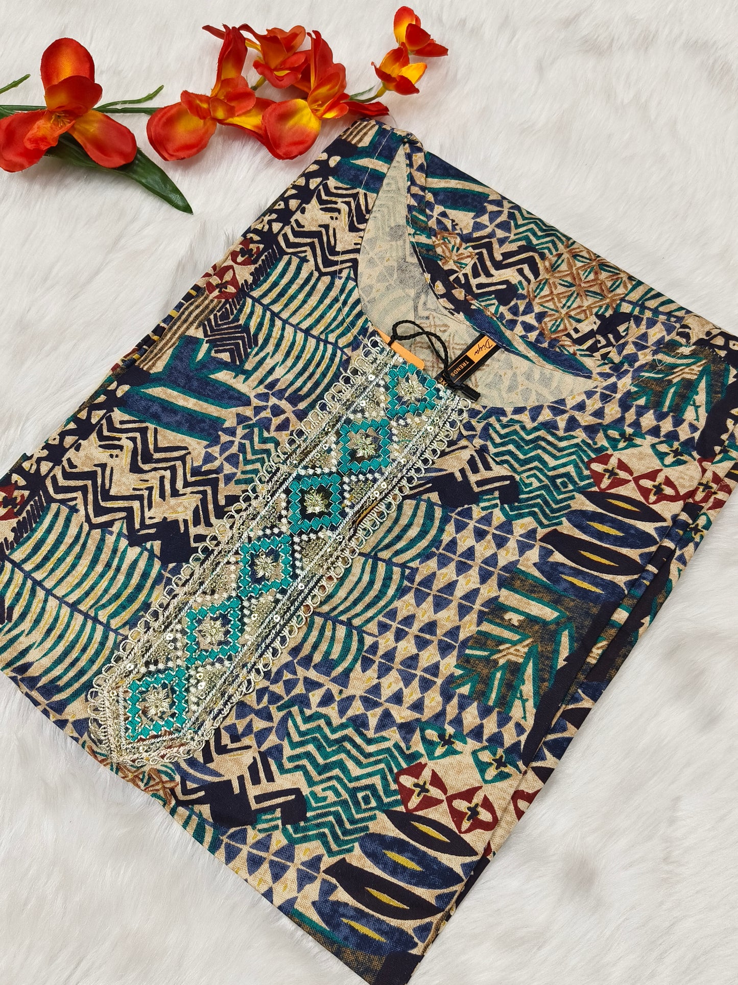Navy Blue Royan side cut kurti