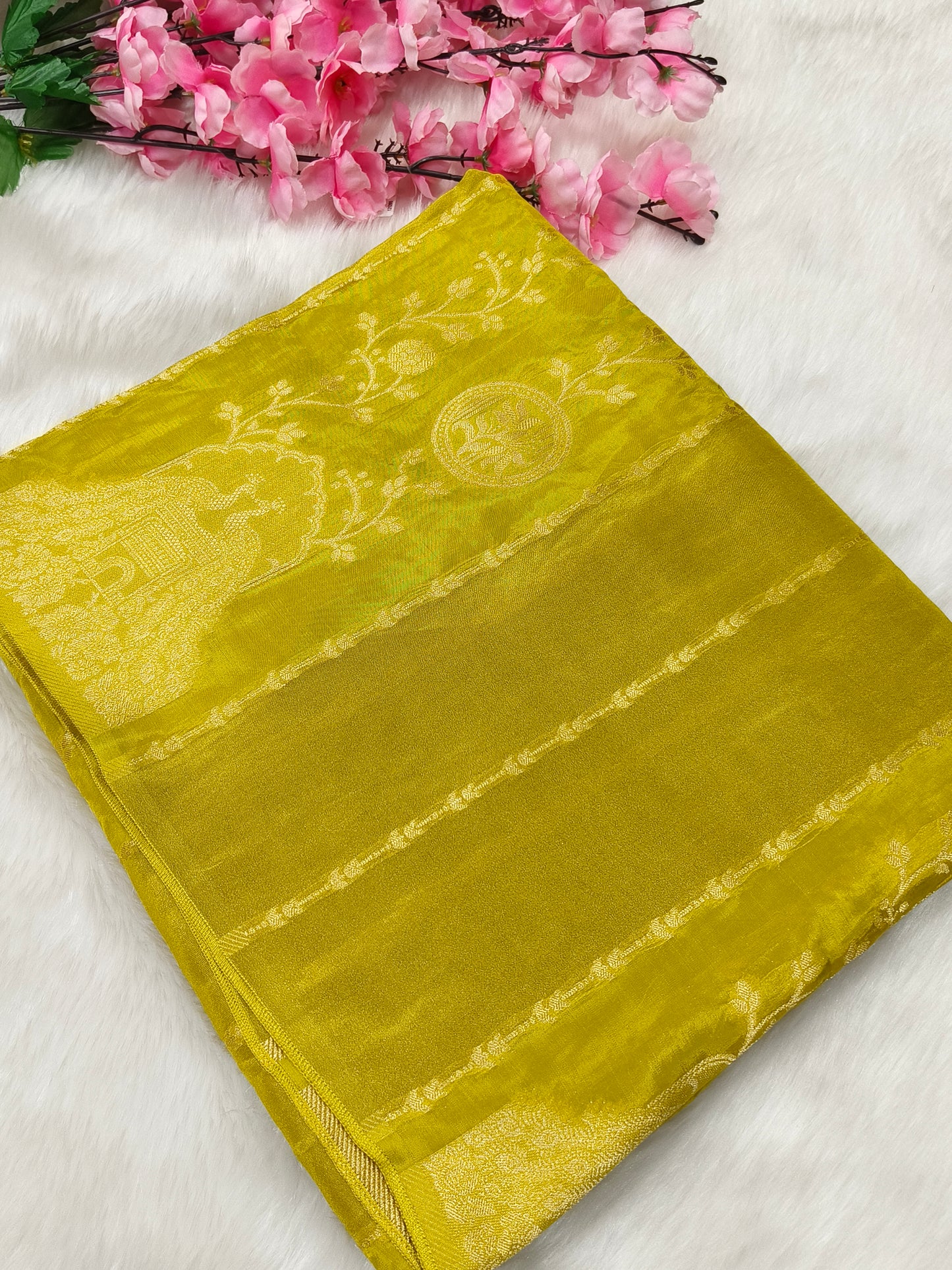 Mehandi Green designer silk saree