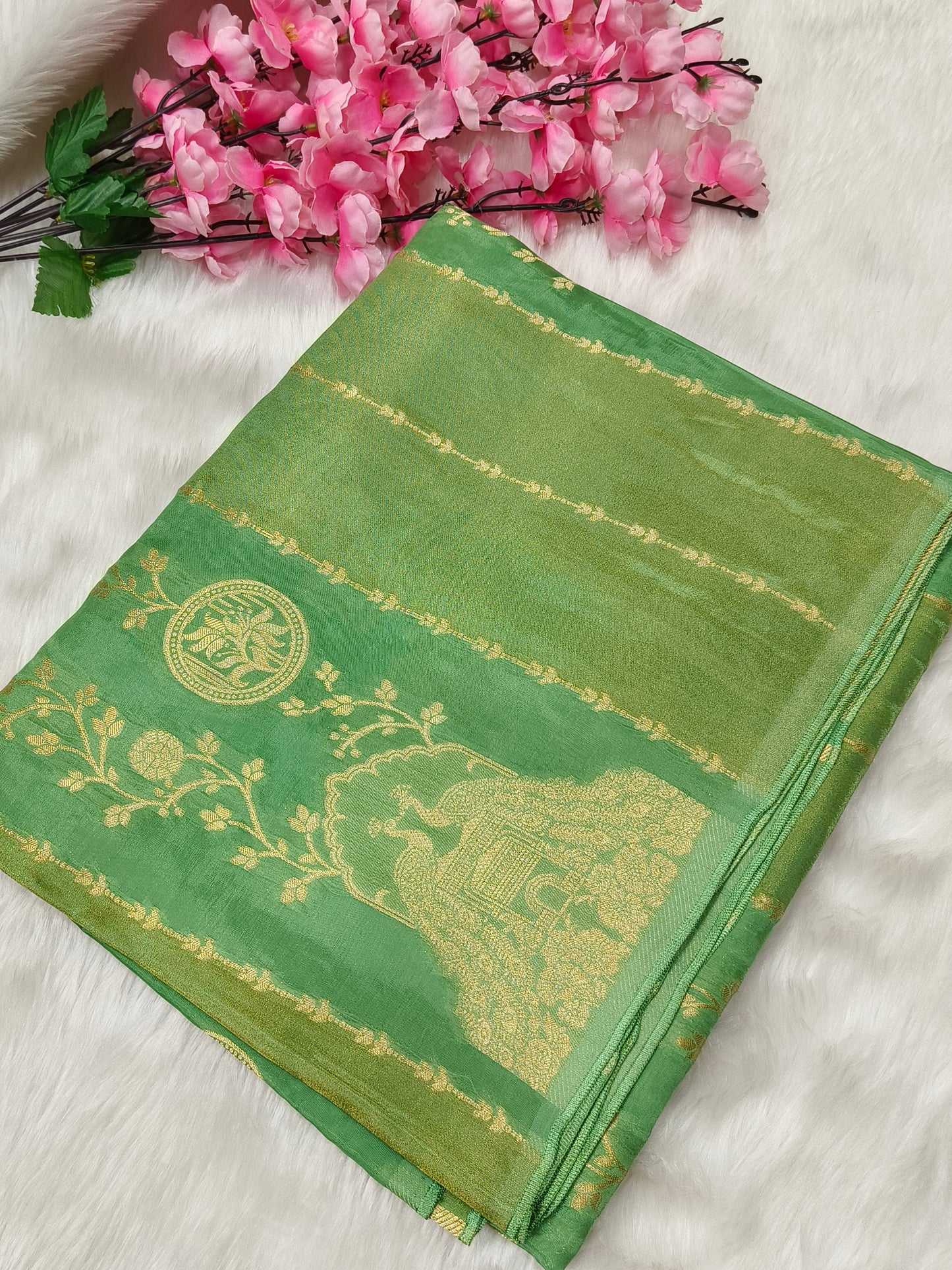 Green designer silk saree