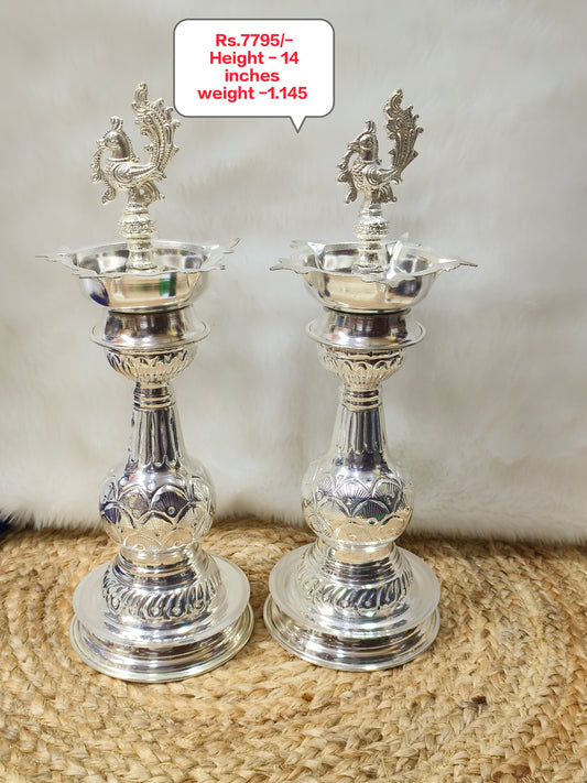 Pure German Silver Peacock Deepa
