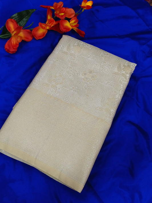 Pestel yellow semi silk with brocade saree