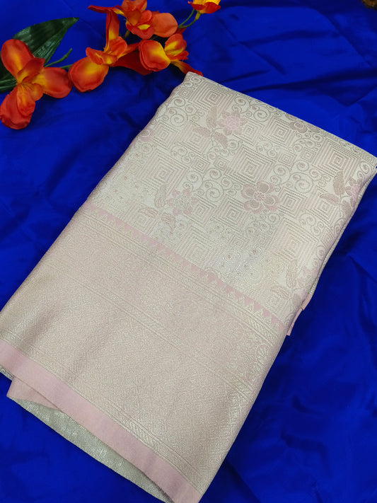 Pestel pink semi silk with brocade saree