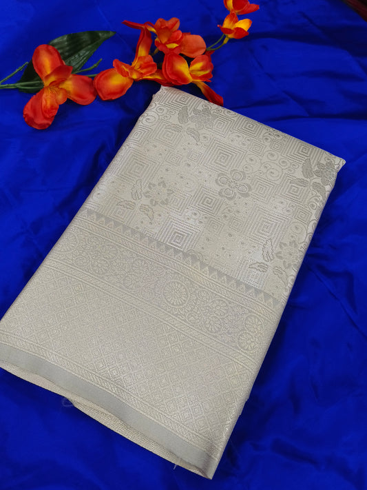 Pestel grey semi silk with brocade saree