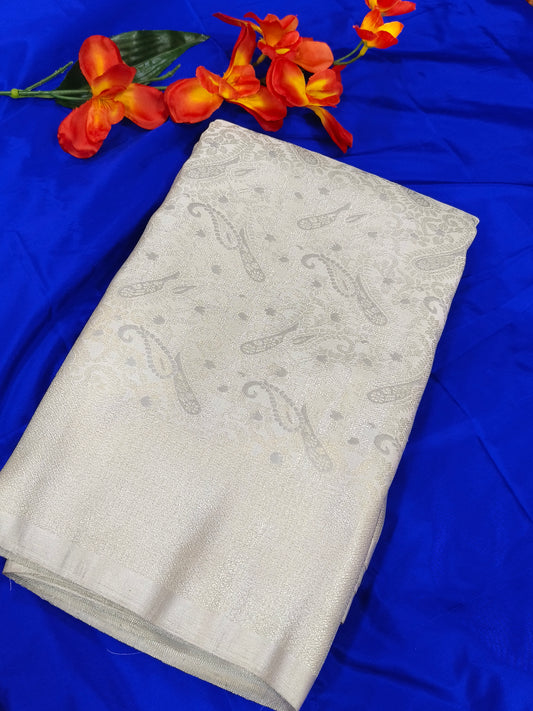 Pestel grey semi silk with brocade saree