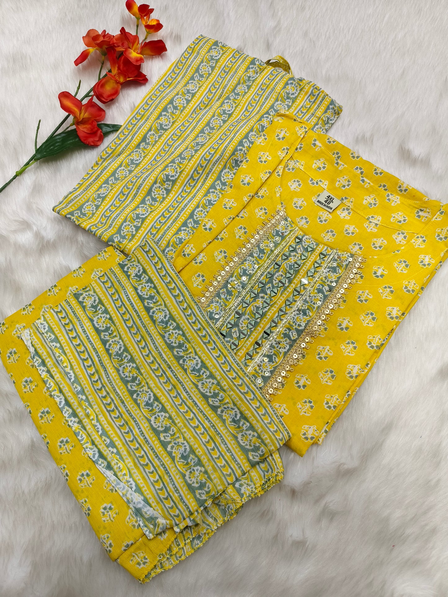 Yellow premium cotton suit