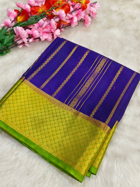 Purple with Green Georgette crepe silk saree