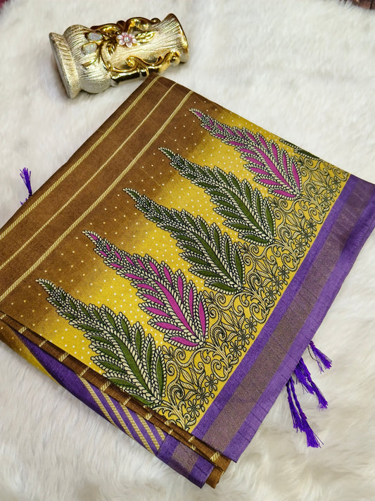 Chikoo Soft tussar silk saree