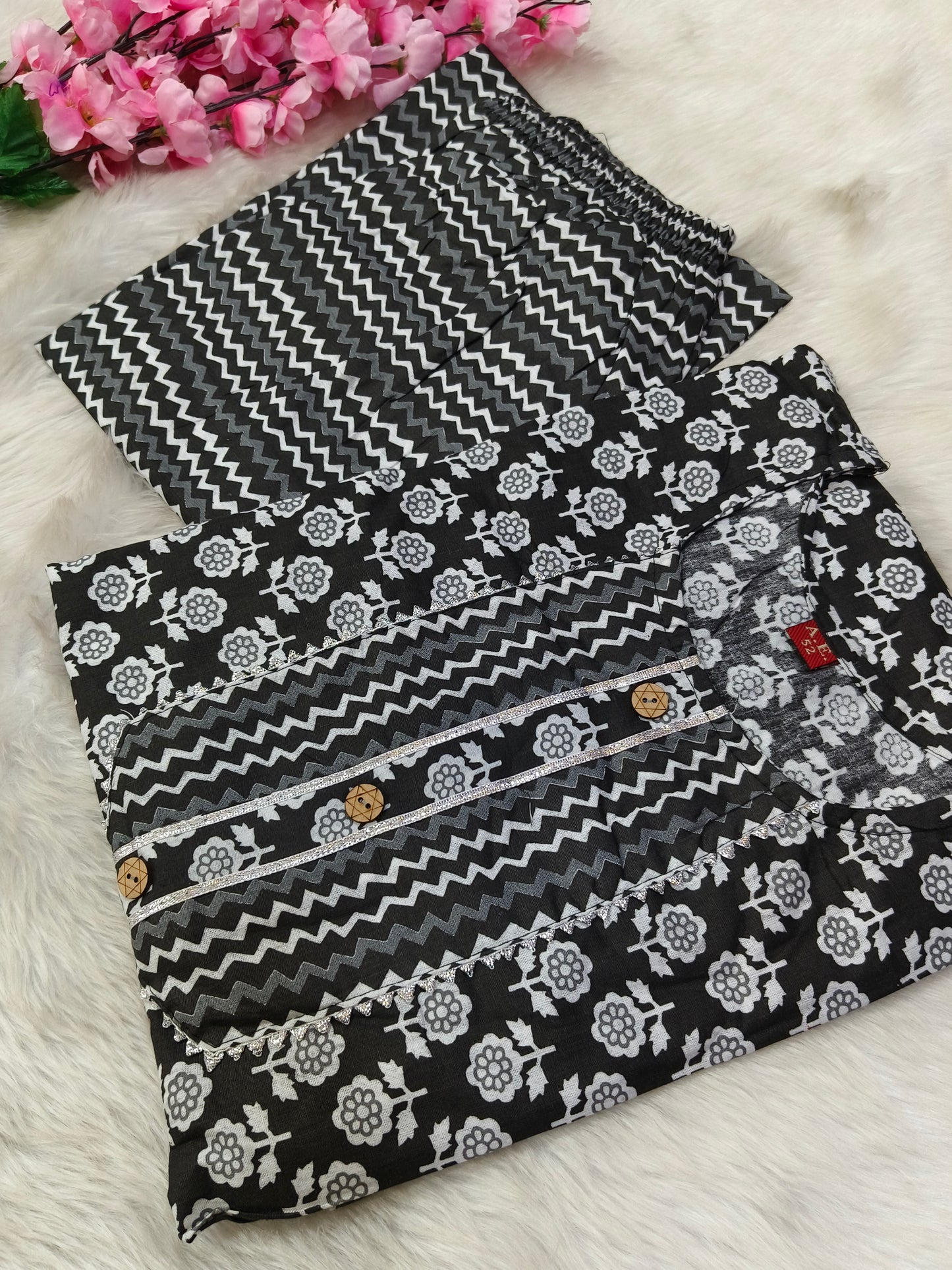 Black Cotton Top & Bottom set