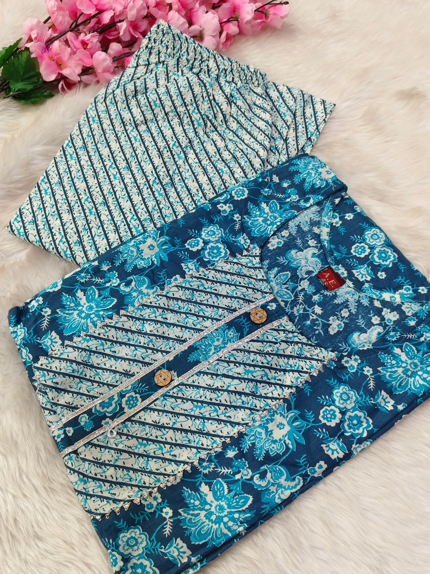 Blue Cotton Top & Bottom set