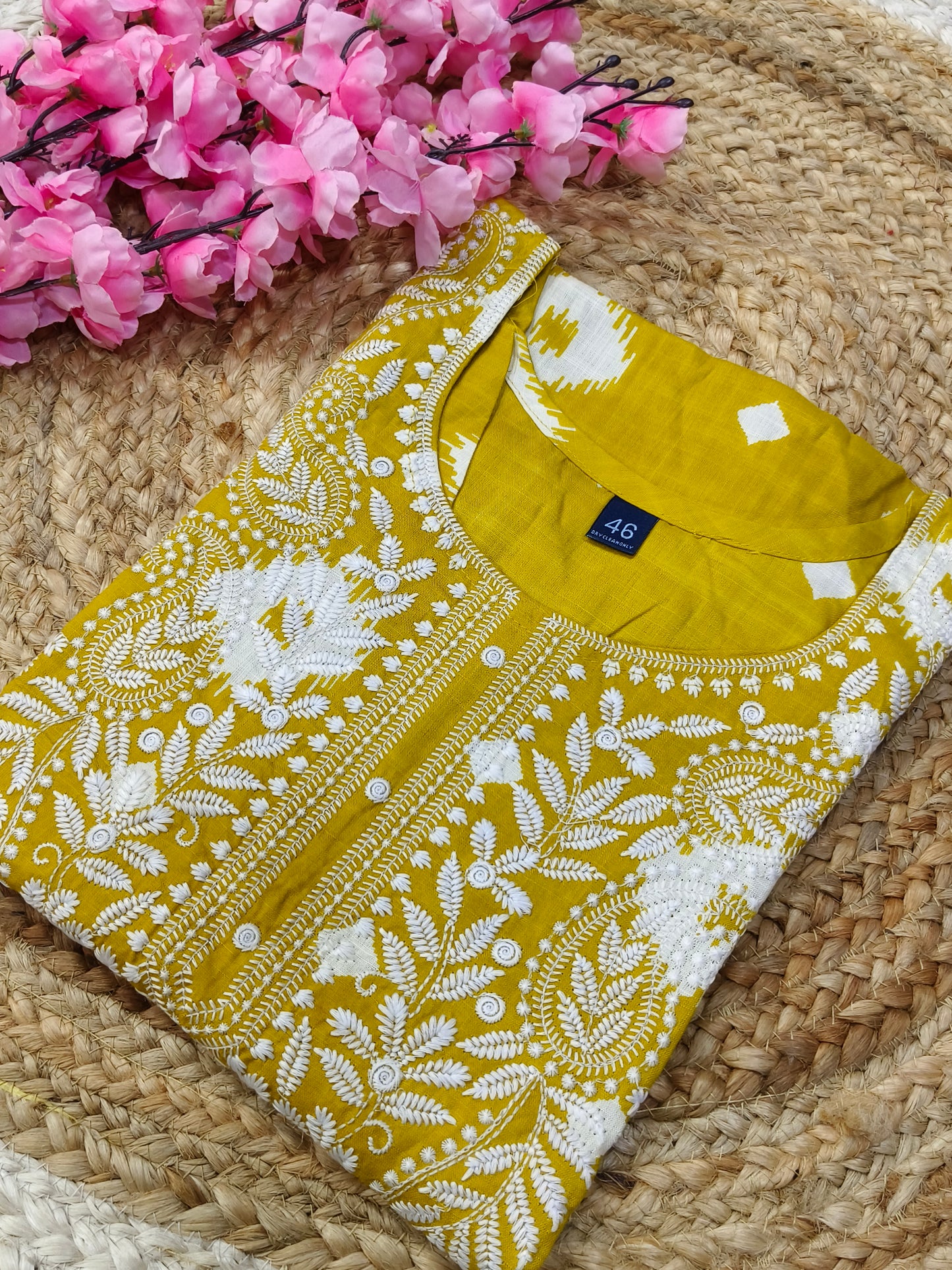 Yellow Red Side cut Kurti