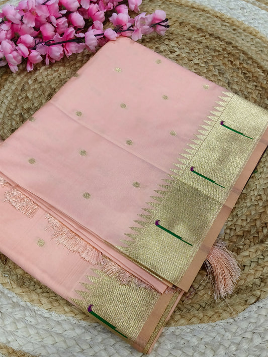 Peach  Paithani silk saree