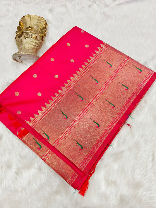 Rani Pink Paithani silk saree