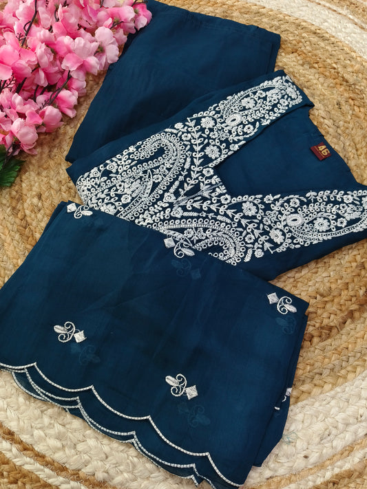Blue designer Aline suit