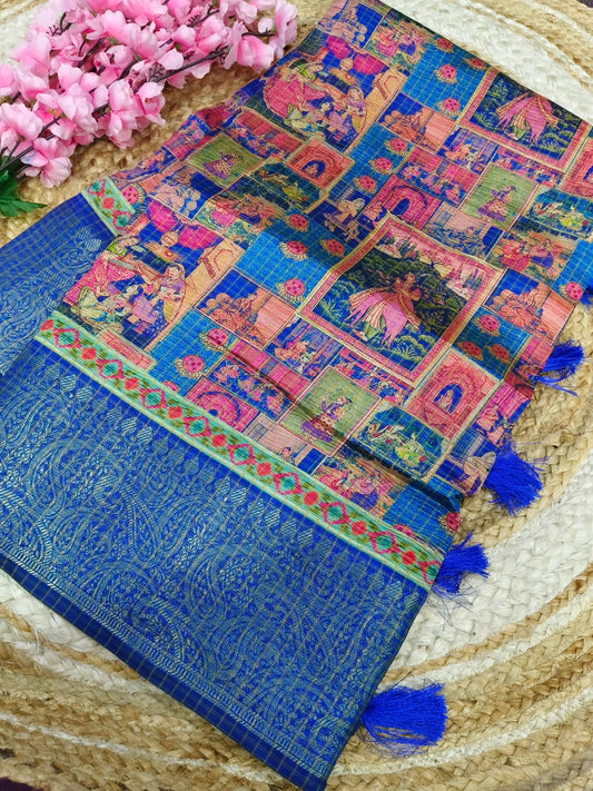Blue heritage silk saree