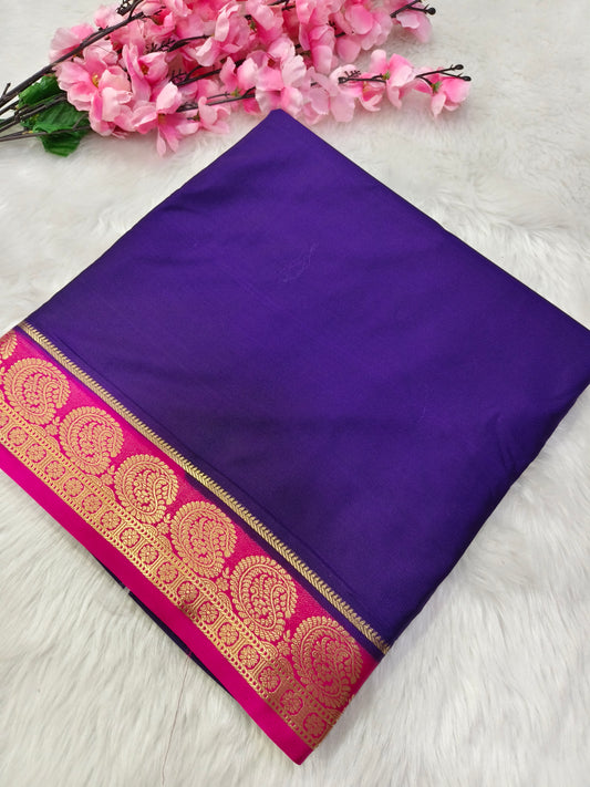 Purple semi Mysore crepe silk saree