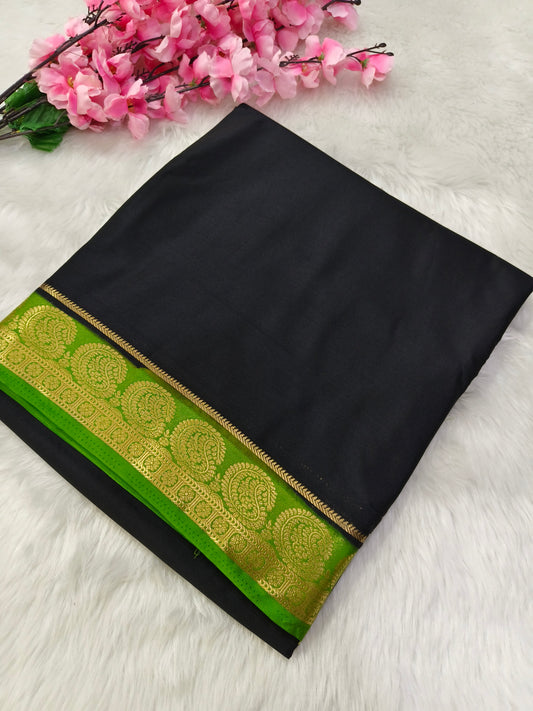 Black semi Mysore crepe silk saree