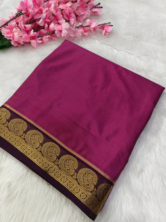 Wine semi Mysore crepe silk saree