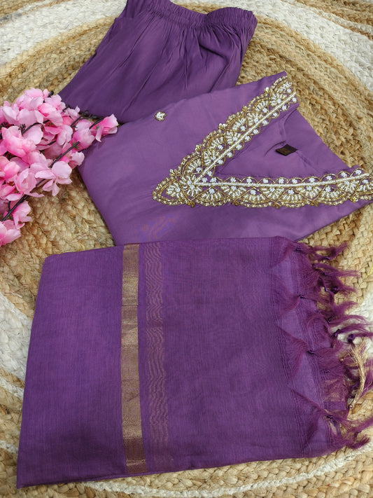 Purple designer straight cut Suit
