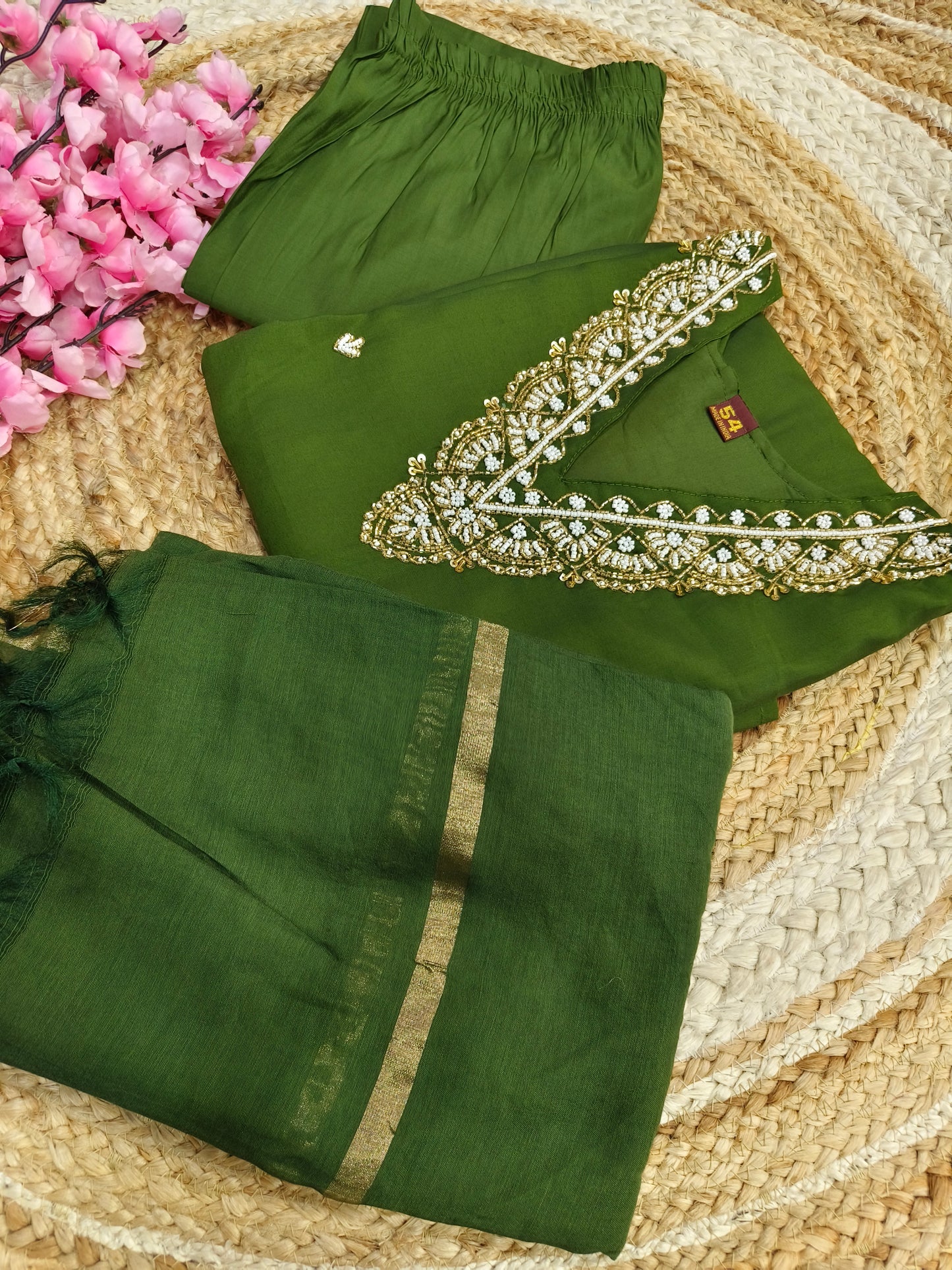 Green designer straight cut Suit
