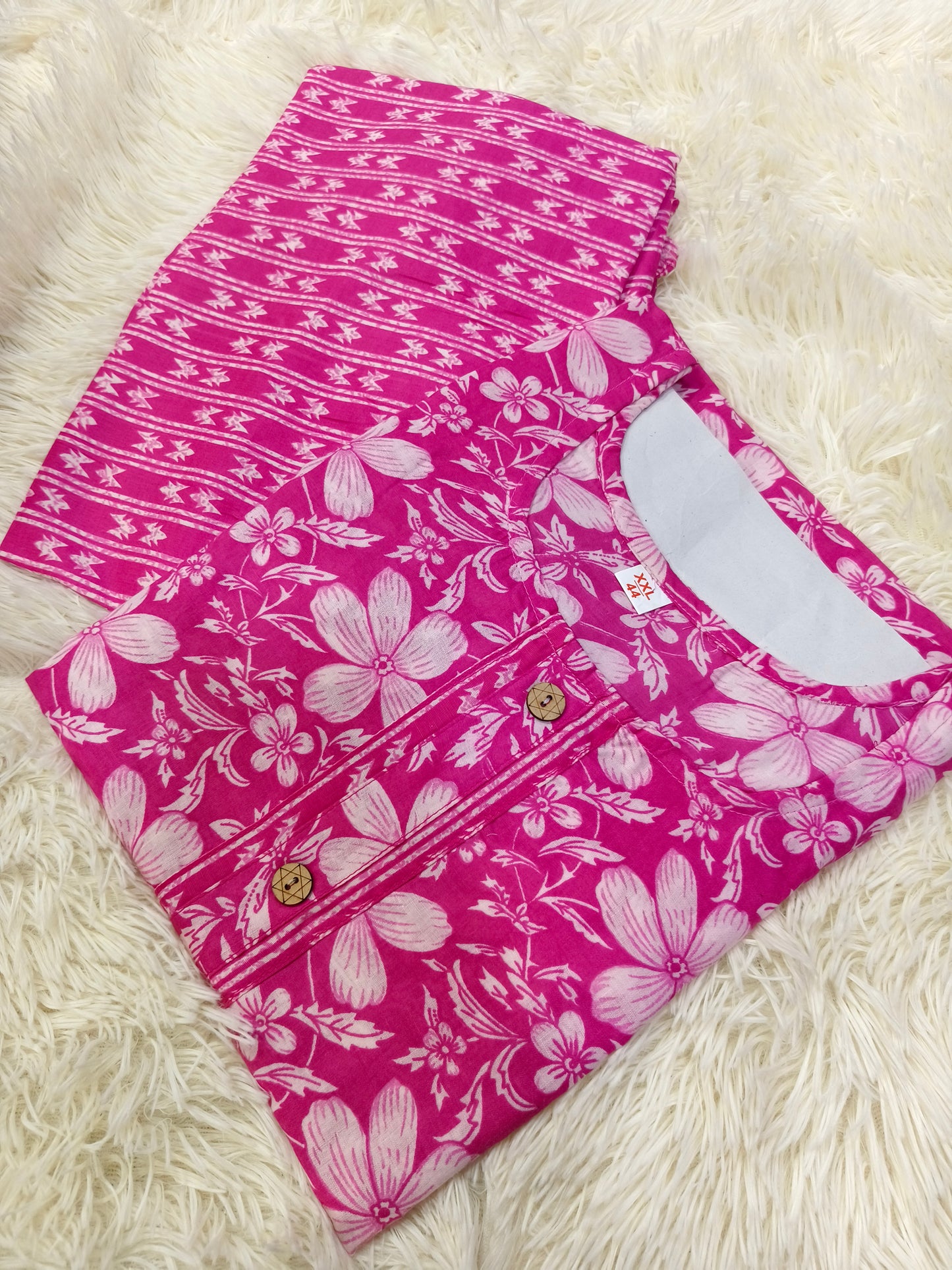 Pink cotton top & bottom (M)
