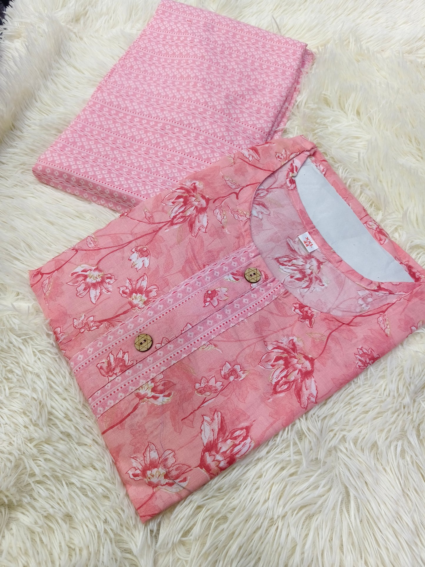 Pink cotton dress Top & Bottom (XXL)