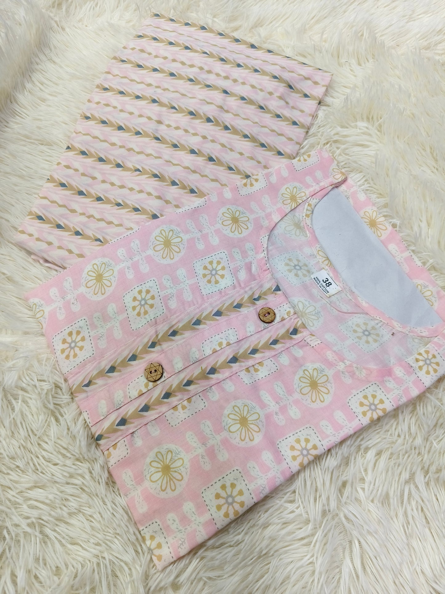 Light pink cotton dress Top & Bottom (XXL)