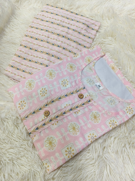 Light pink cotton top & bottom (M)