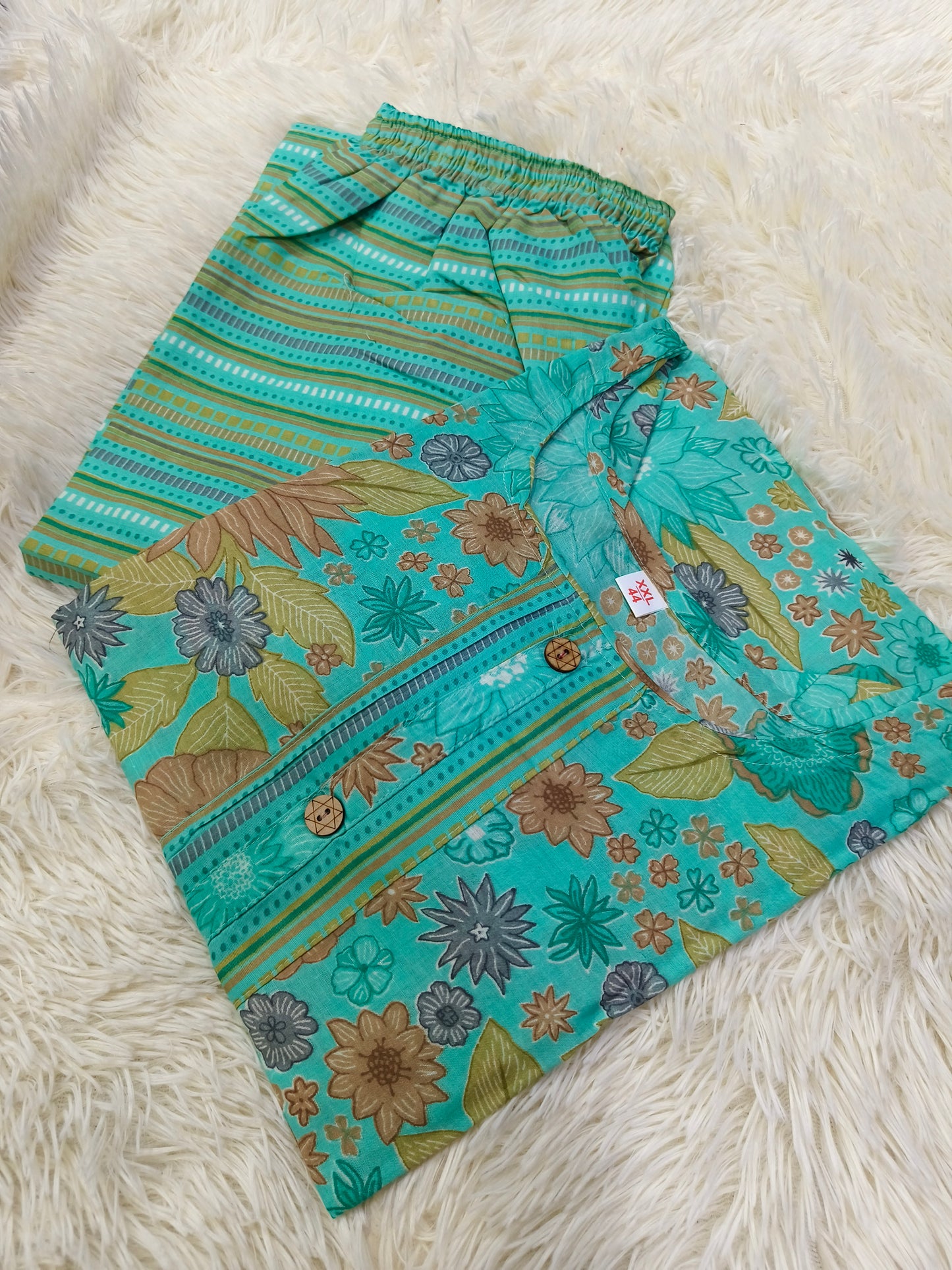 Sky blue cotton dress Top & Bottom (XXL)
