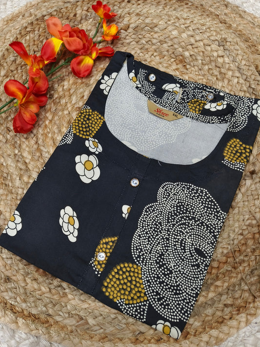 Black Royan side cut kurti