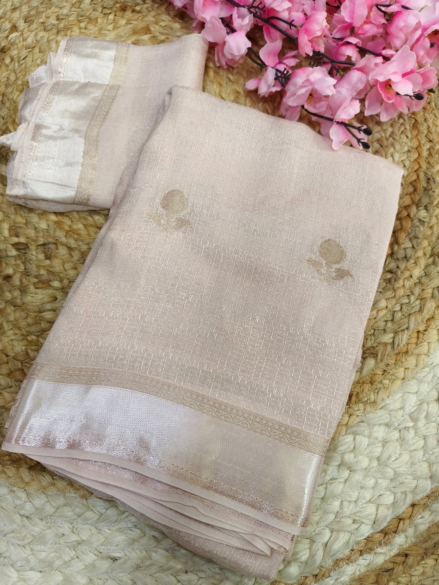 Cream Viscose silk saree