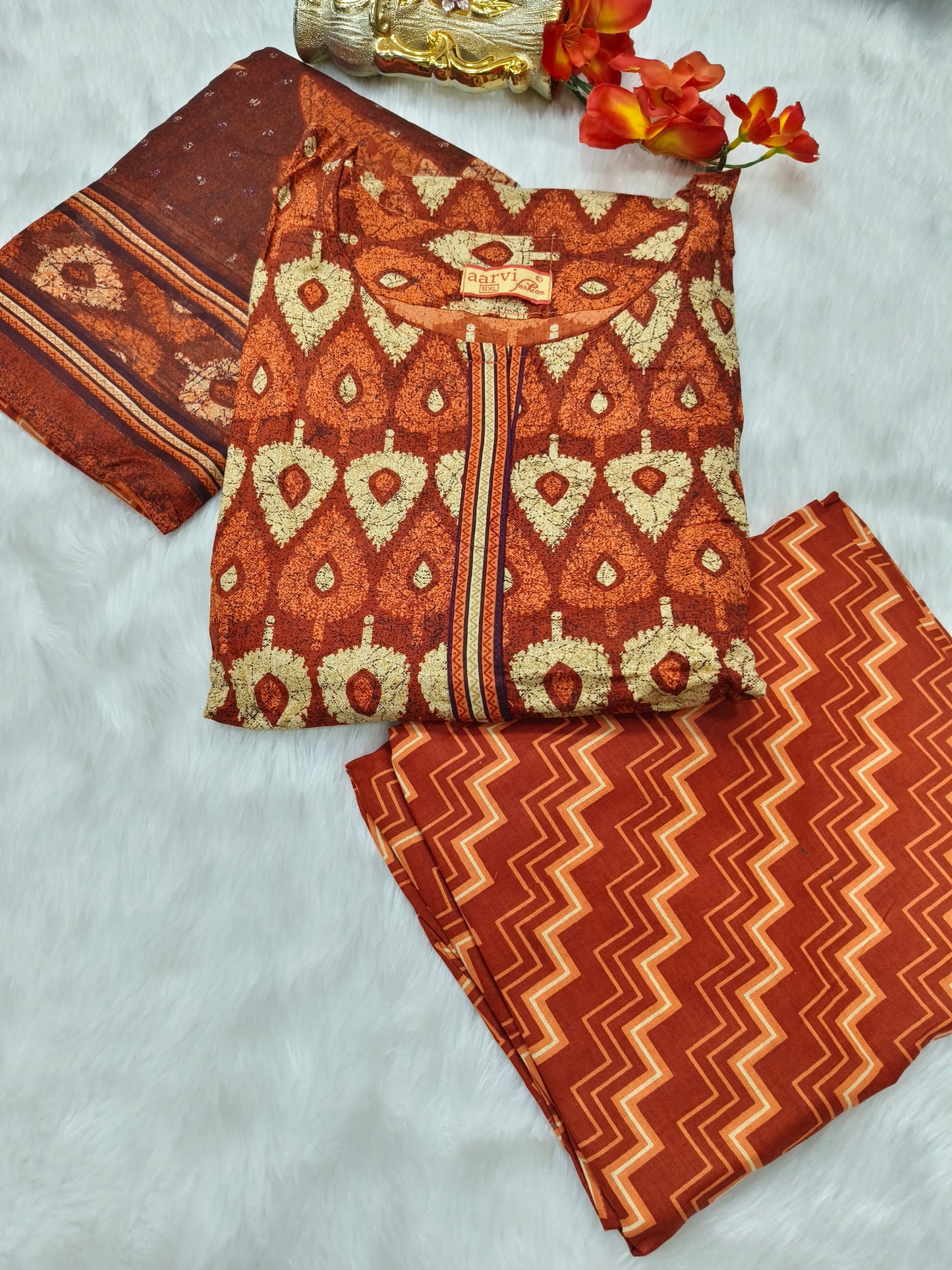 Orange Aarvi Pure Cotton Suit