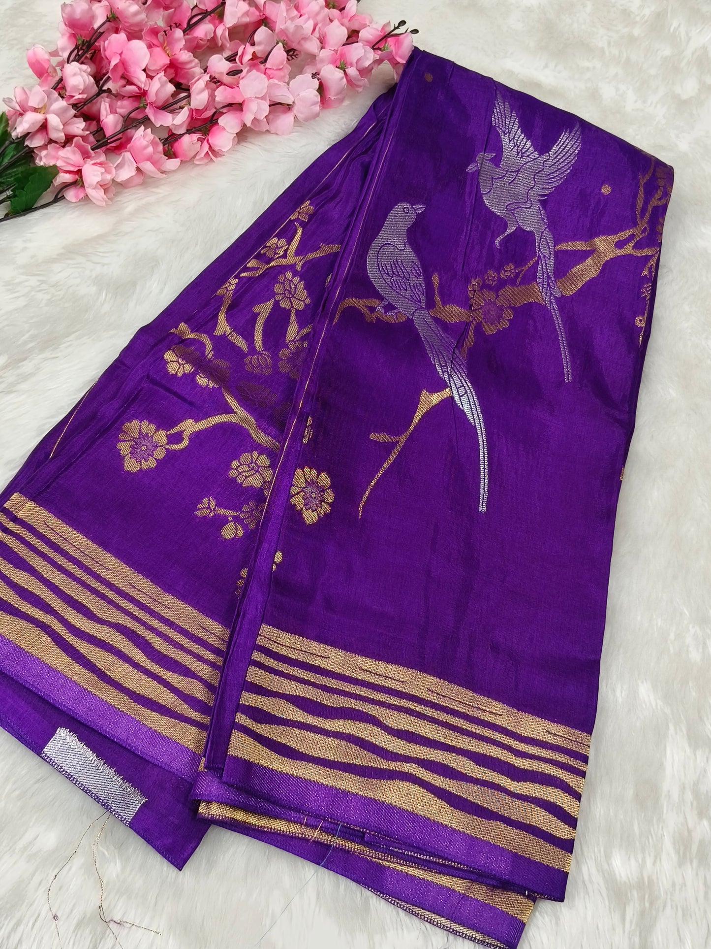 Purple Munga silk saree