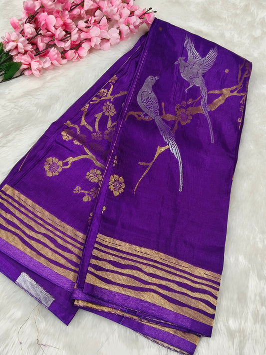 Purple Munga silk saree