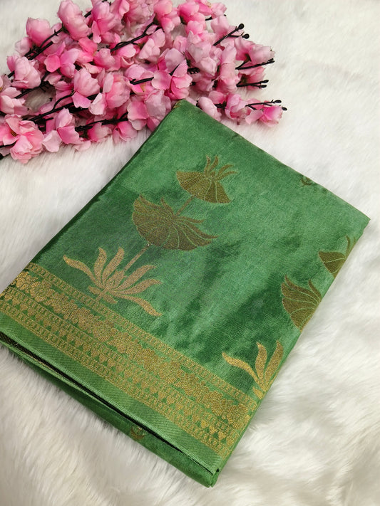 Light pastel Green Munga silk saree