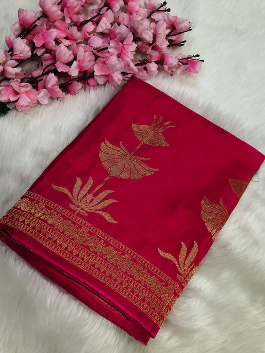 Rani Pink Munga silk saree