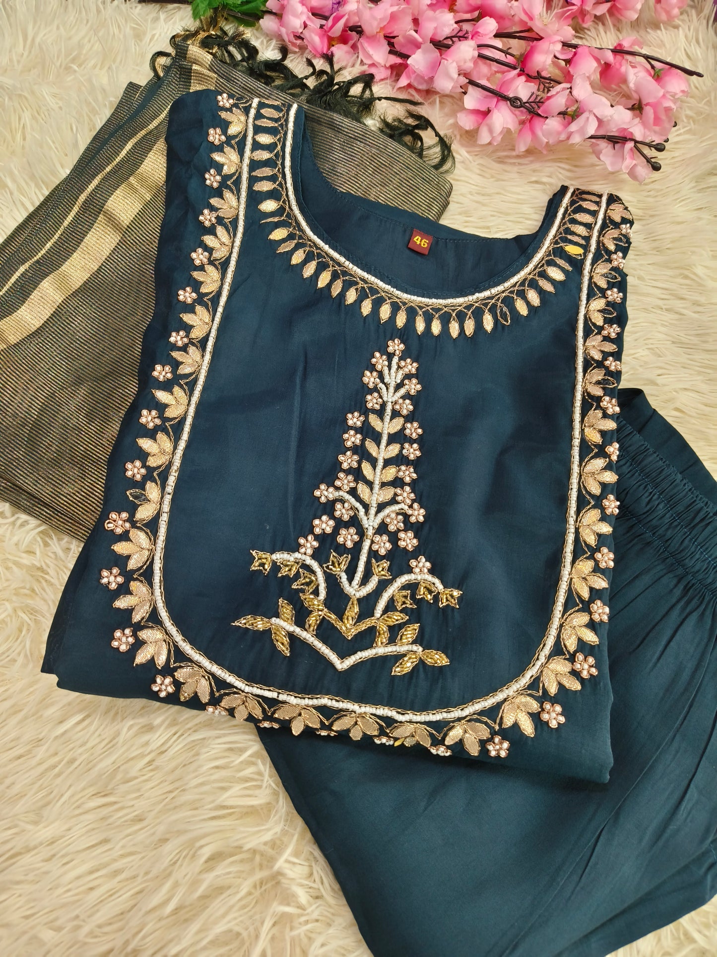 Peacock Blue designer straight cut Suit