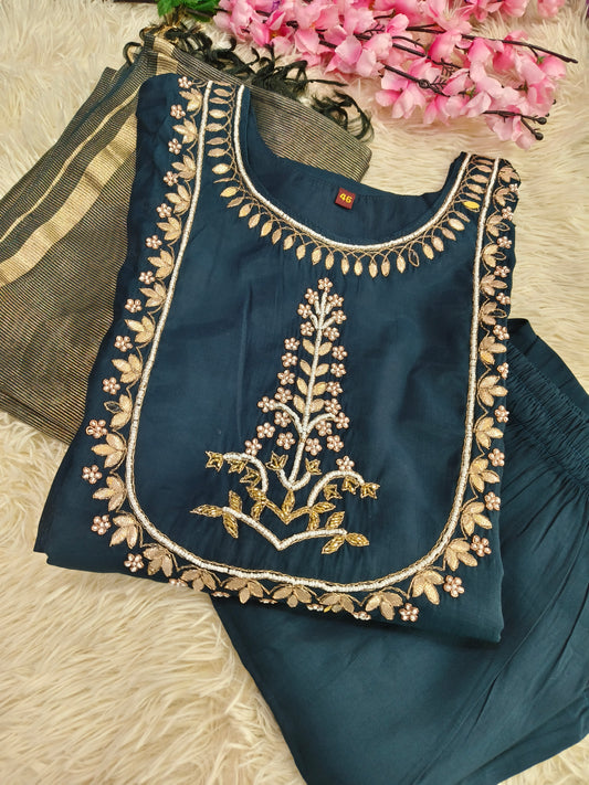 Peacock Blue designer straight cut Suit