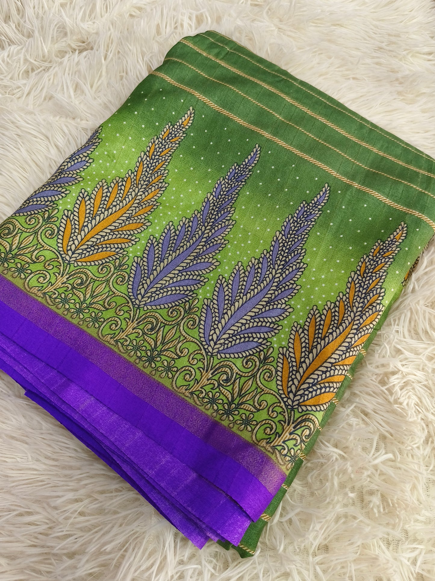 Parrot green Soft tussar silk saree