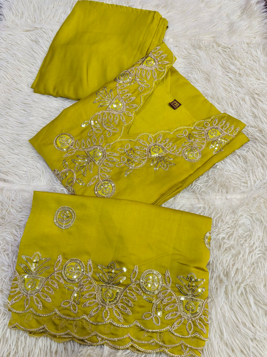 Yellow designer straight cut Suit
