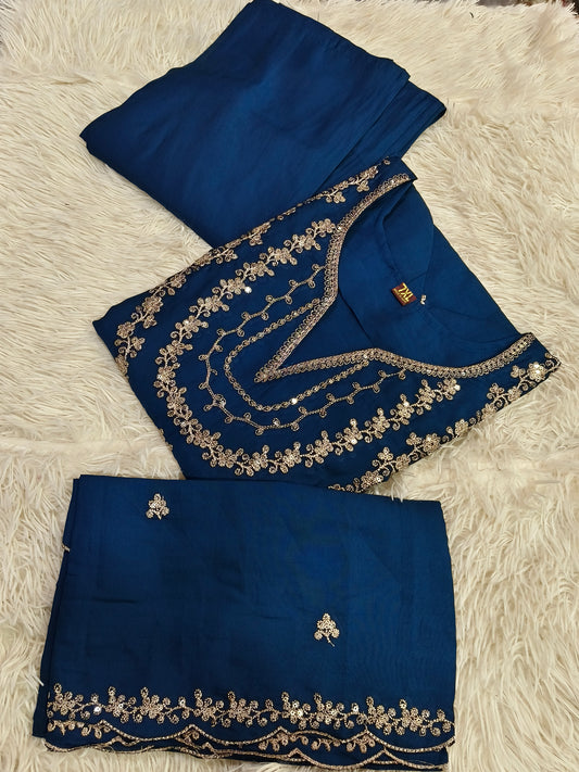 Peacock blue designer straight cut Suit