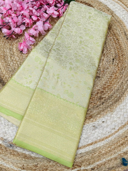Light pista green Soft satin Silk saree
