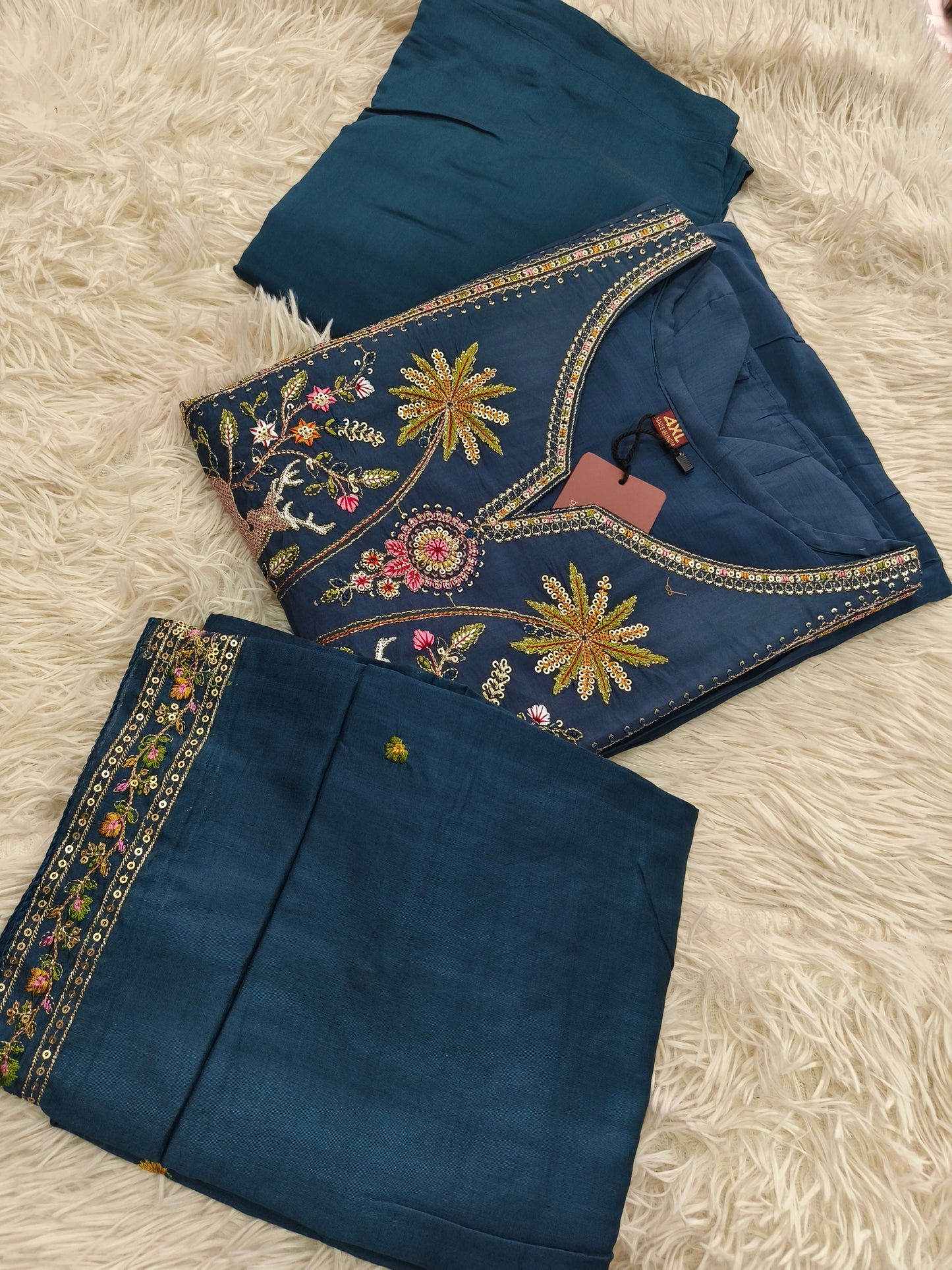 Peacock Blue designer Aline suit