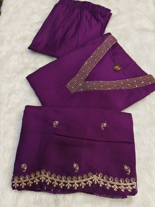 Purple designer straight cut Suit