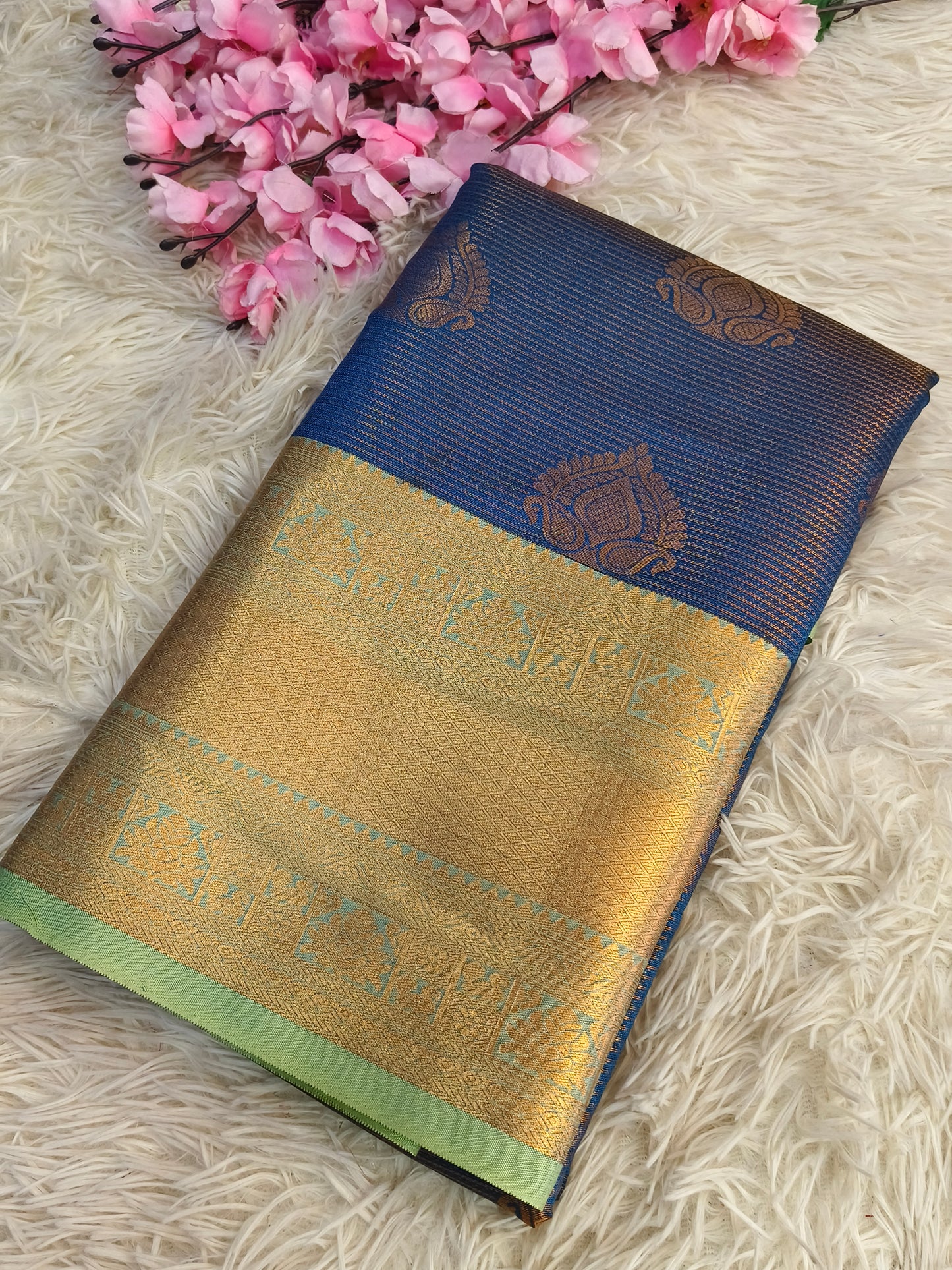 Blue Kanchi semi silk saree