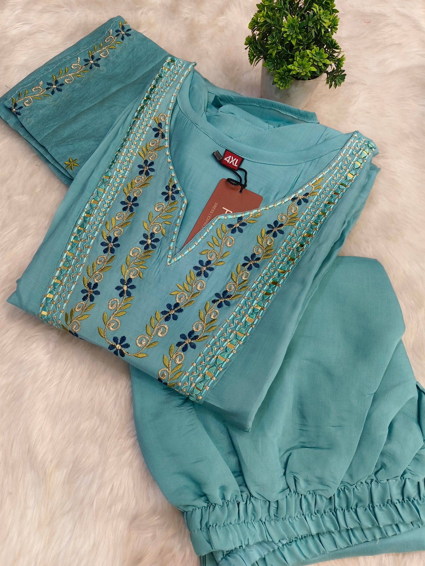 Blue designer Aline suit
